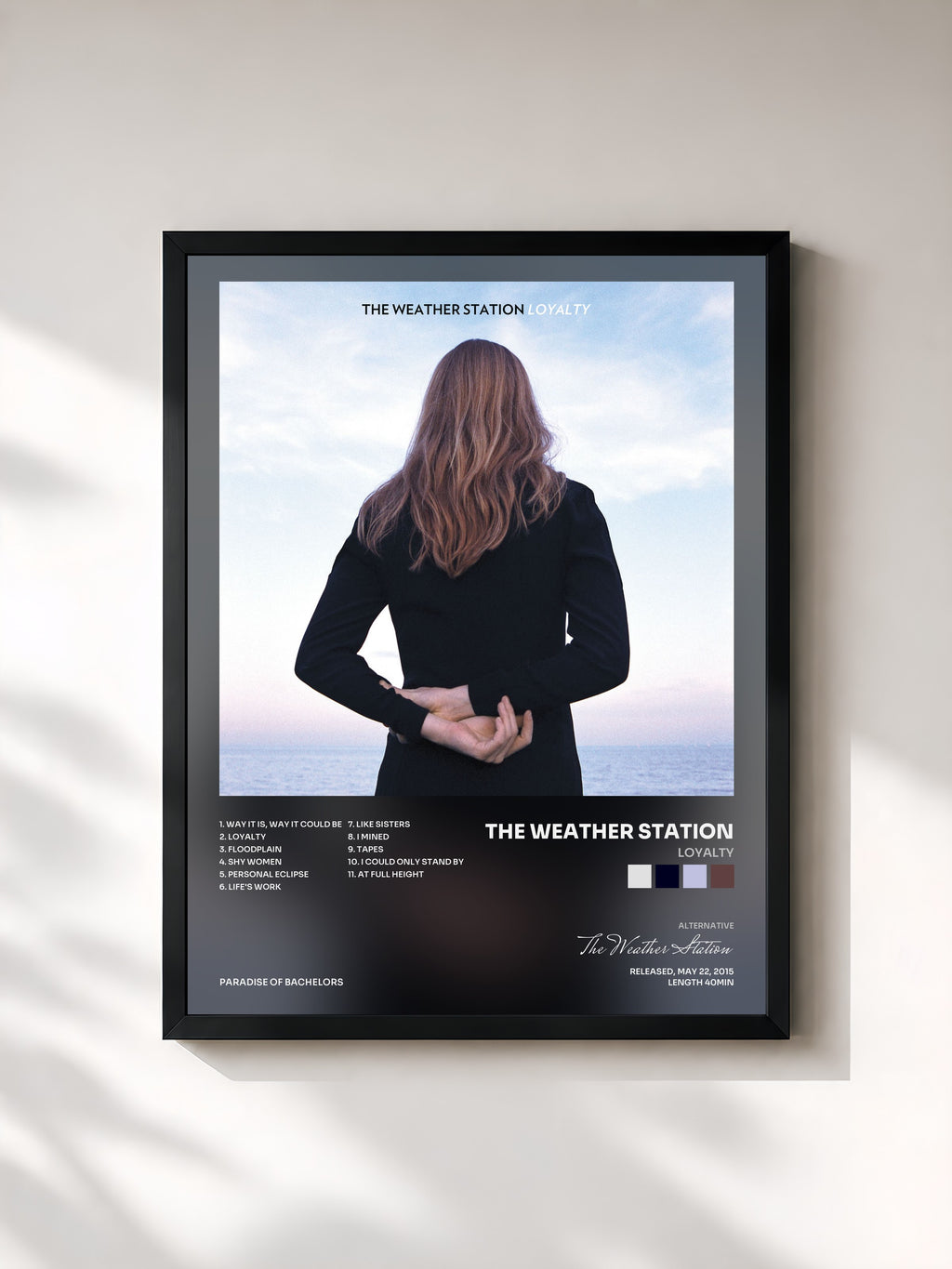 #noir Tableau de l'album Loyalty de The Weather Station, cadre noir, imprimé et encadré en France