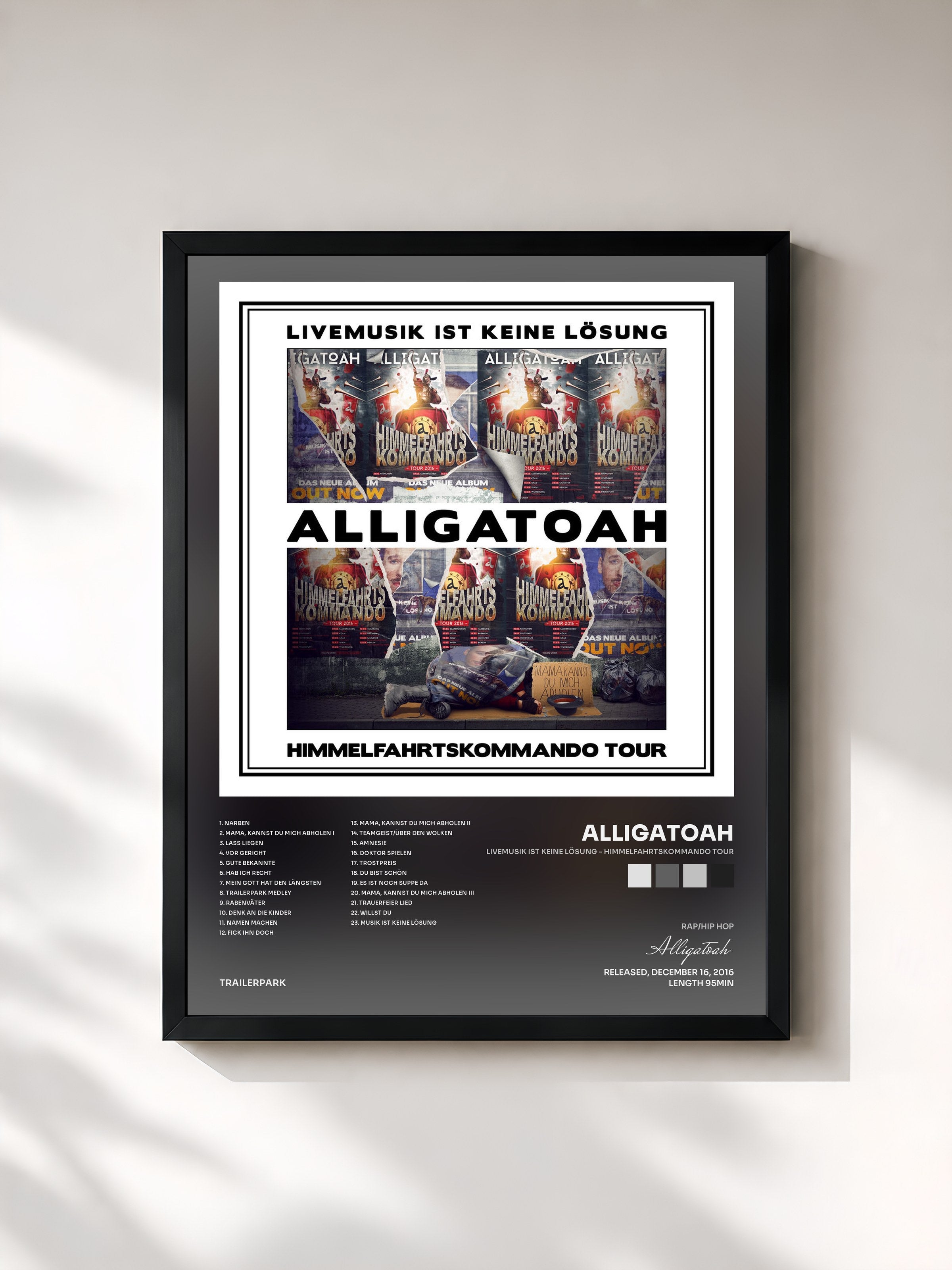 #noir Tableau de l'album Livemusik ist keine Lösung - Himmelfahrtskommando Tour de Alligatoah, cadre noir, imprimé et encadré en France