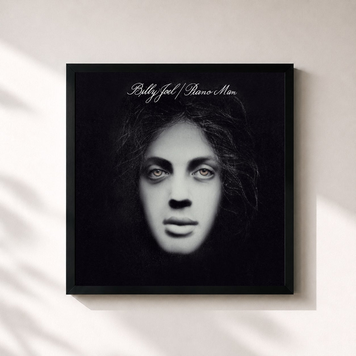 #noir Piano Man de Billy Joel en lámina cuadrada enmarcada, marco negro de 32x32 cm