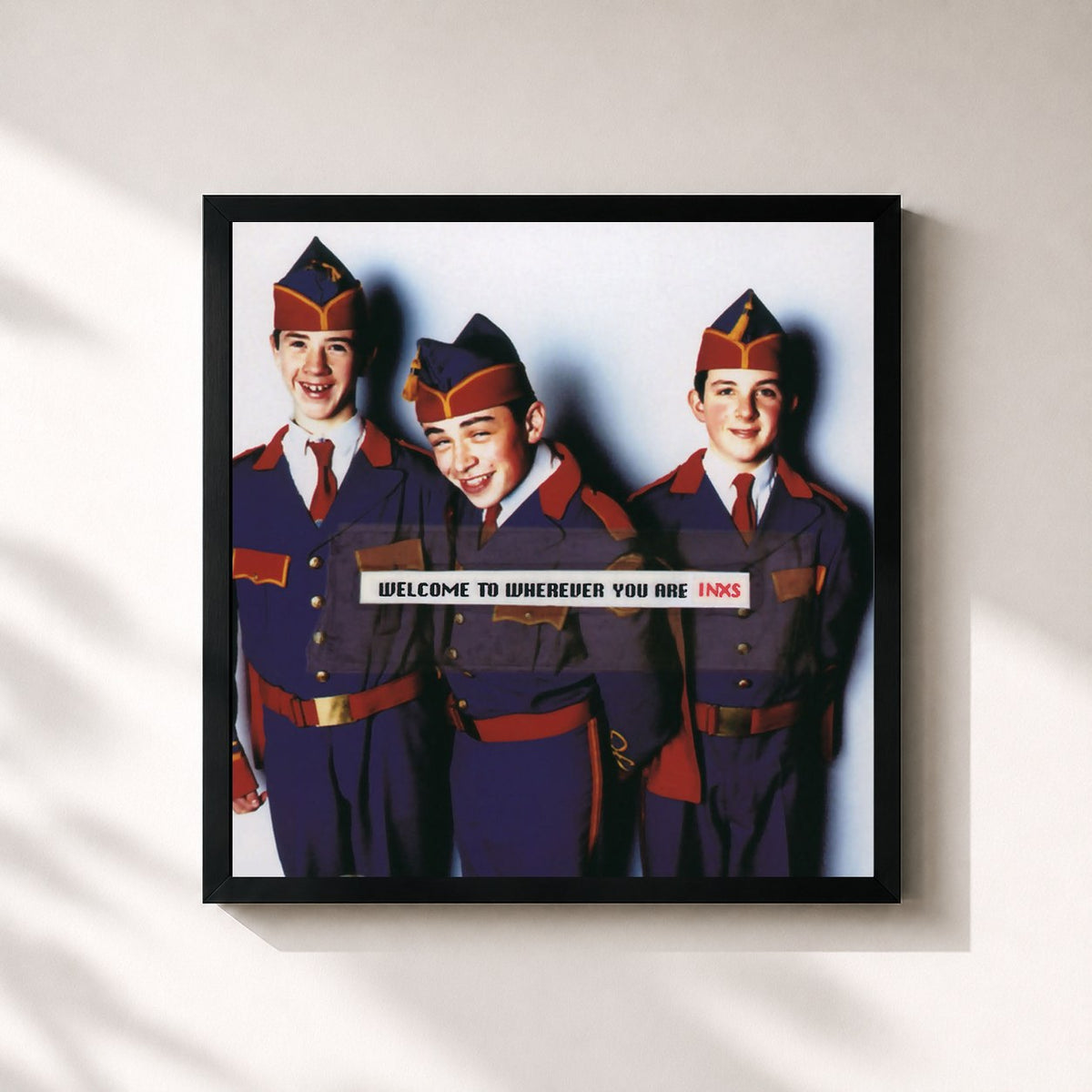#noir Tableau carré de l'album Welcome To Wherever You Are (Remastered) de INXS, cadre noir 32x32 cm