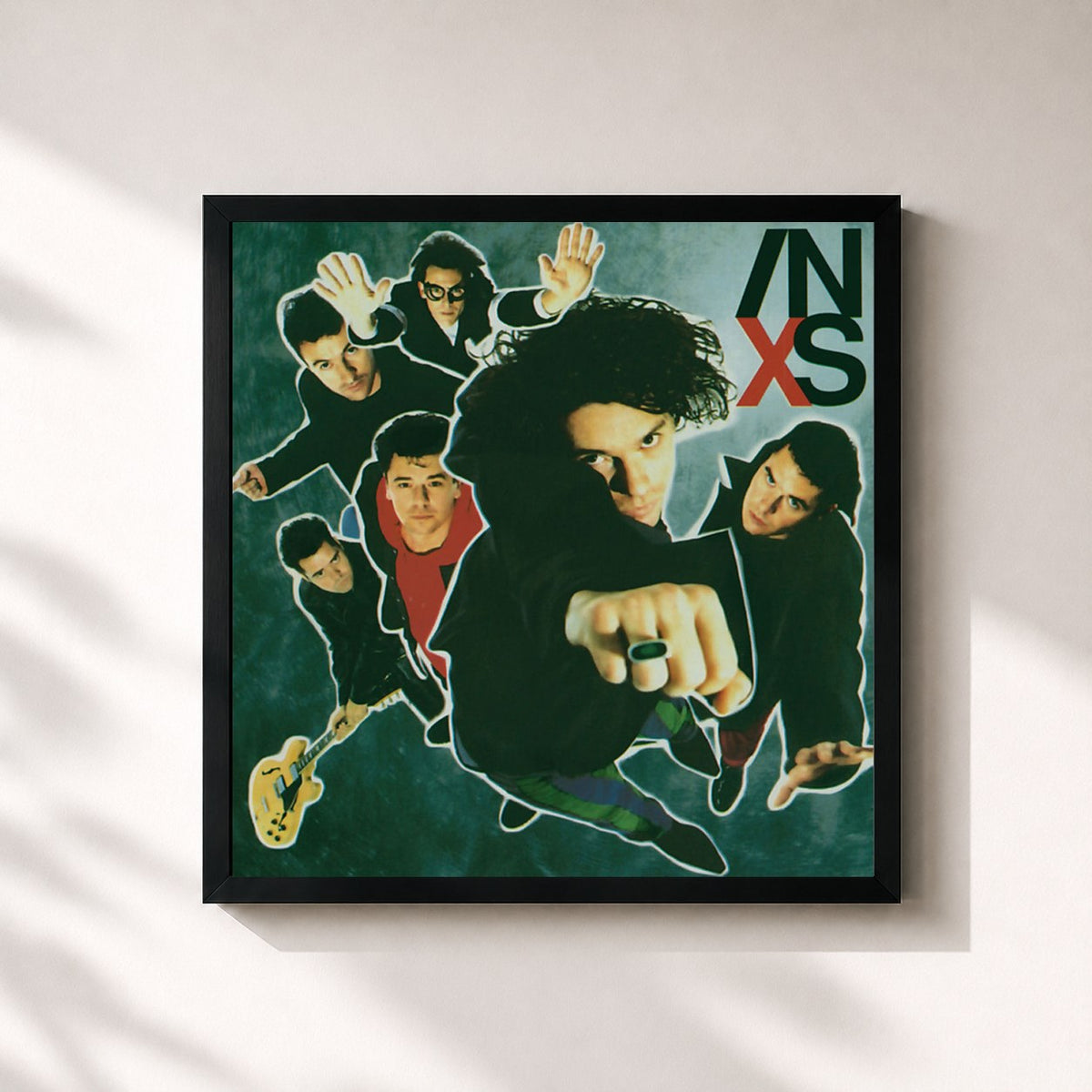 #noir Tableau carré de l'album X (Remastered) de INXS, cadre noir 32x32 cm