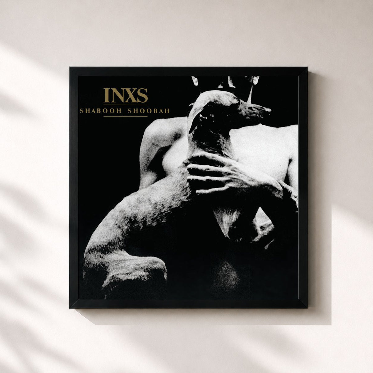 #noir Tableau carré de l'album Shabooh Shoobah (Remastered) de INXS, cadre noir 32x32 cm