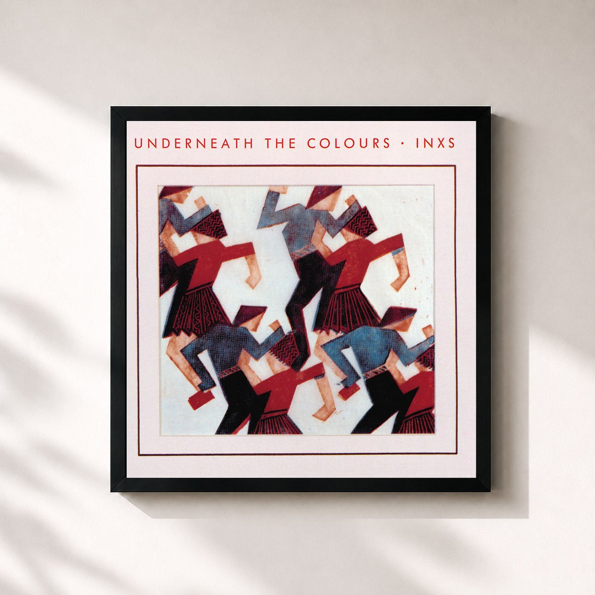 #noir Tableau carré de l'album Underneath The Colours (Remastered) de INXS, cadre noir 32x32 cm