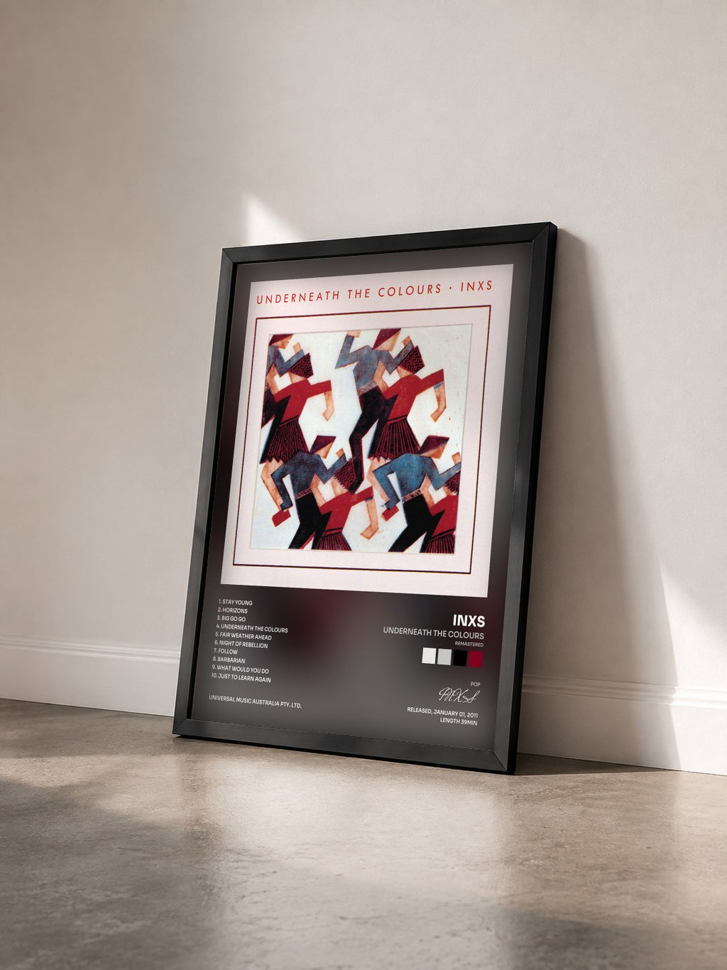 #noir Tableau de l'album Underneath The Colours (Remastered) de INXS vu de trois quarts, cadre noir