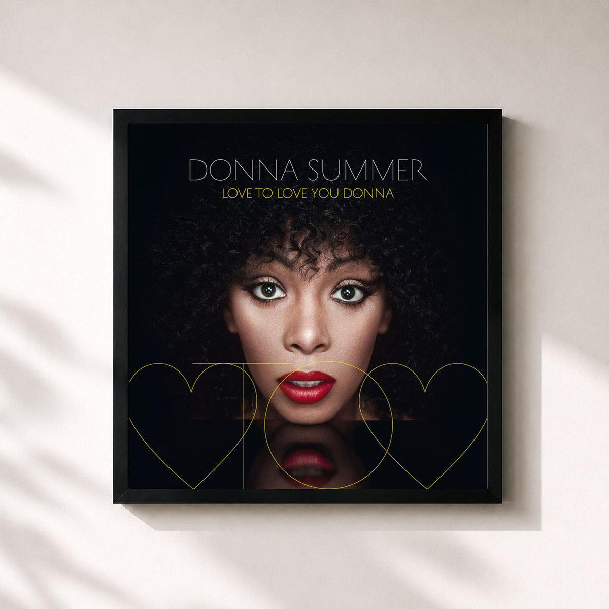 #noir Tableau carré de l'album Love To Love You Donna de Donna Summer, cadre noir 32x32 cm