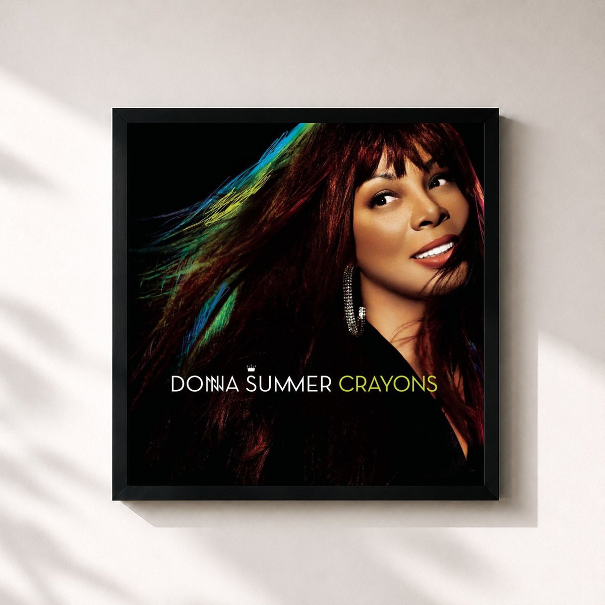 #noir Tableau carré de l'album Crayons de Donna Summer, cadre noir 32x32 cm