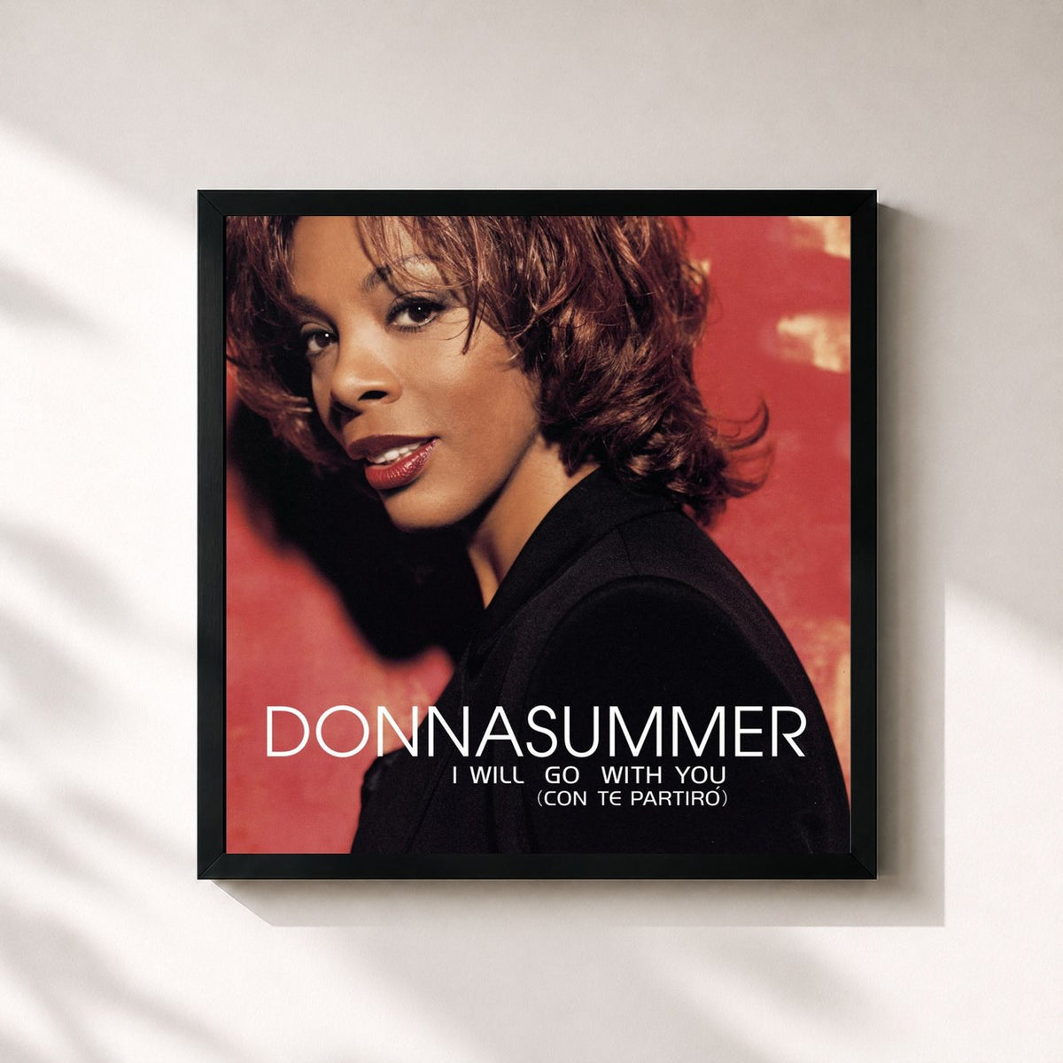 #noir Tableau carré de l'album I Will Go With You (Con Te Partiro') de Donna Summer, cadre noir 32x32 cm