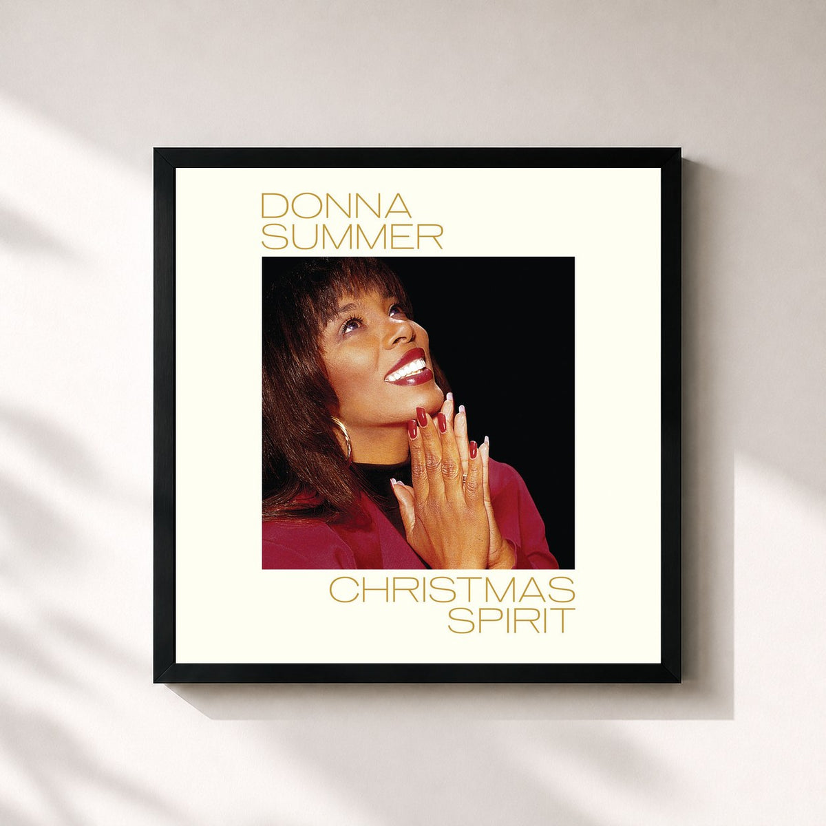 #noir Tableau carré de l'album The Christmas Spirit de Donna Summer, cadre noir 32x32 cm