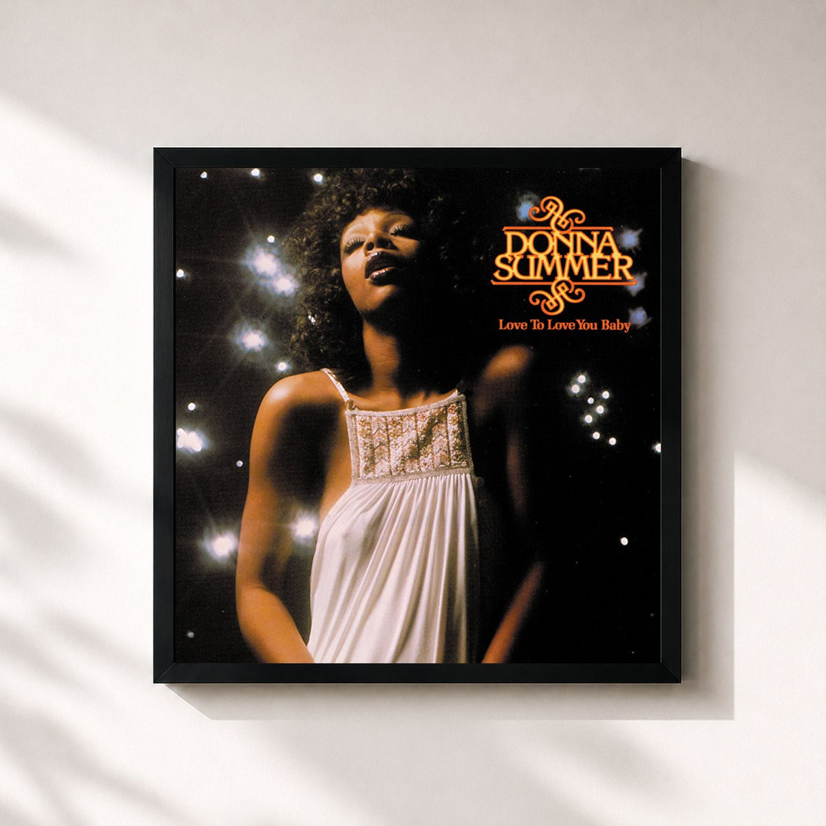 #noir Tableau carré de l'album Love To Love You Baby de Donna Summer, cadre noir 32x32 cm