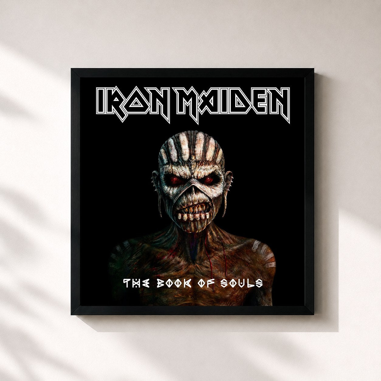#noir Tableau carré de l'album The Book of Souls de Iron Maiden, cadre noir 32x32 cm
