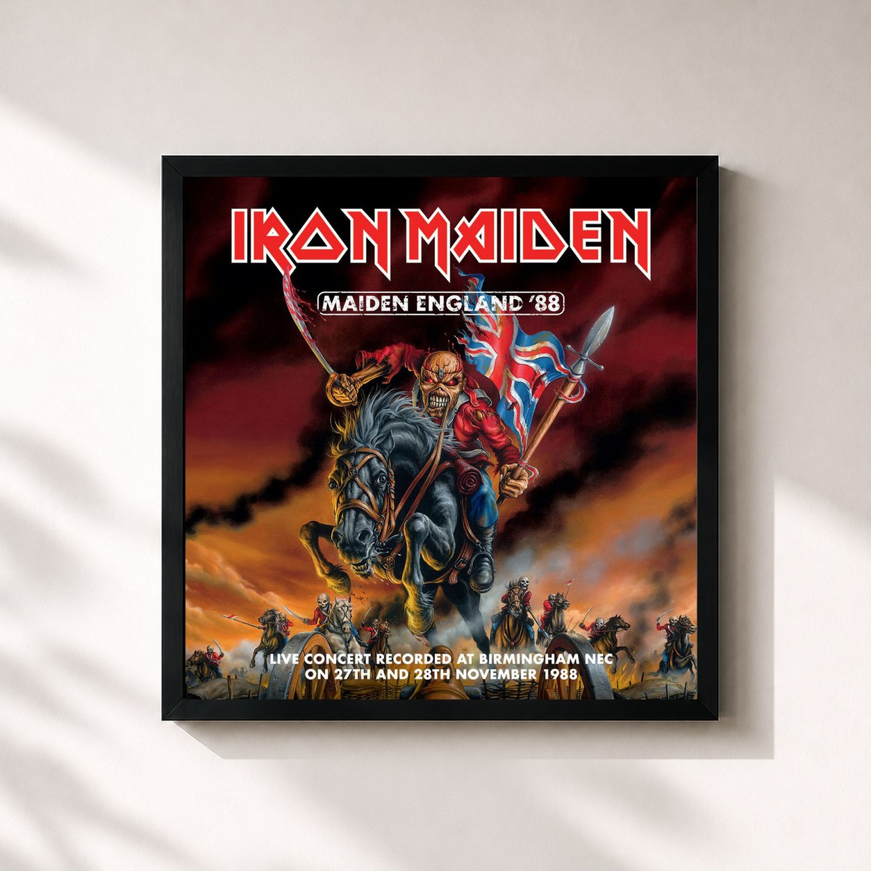#noir Maiden England '88 (2013 Remaster) by Iron Maiden as a square framed art print, black 32x32 cm frame