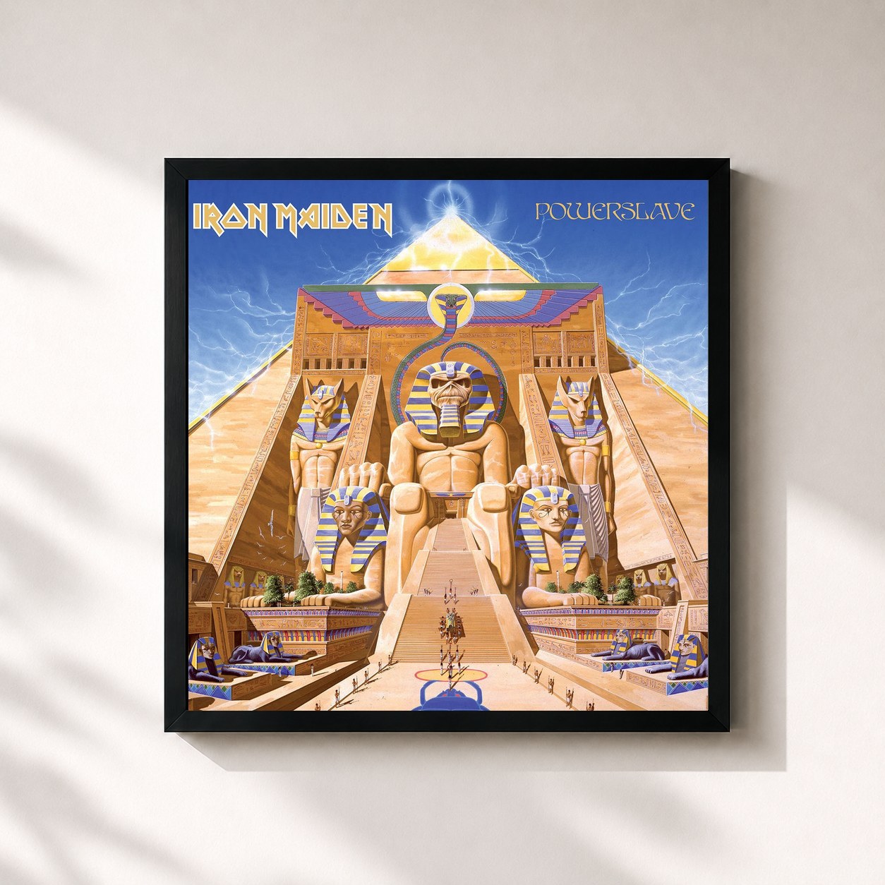 #noir Powerslave (2015 Remaster) by Iron Maiden as a square framed art print, black 32x32 cm frame