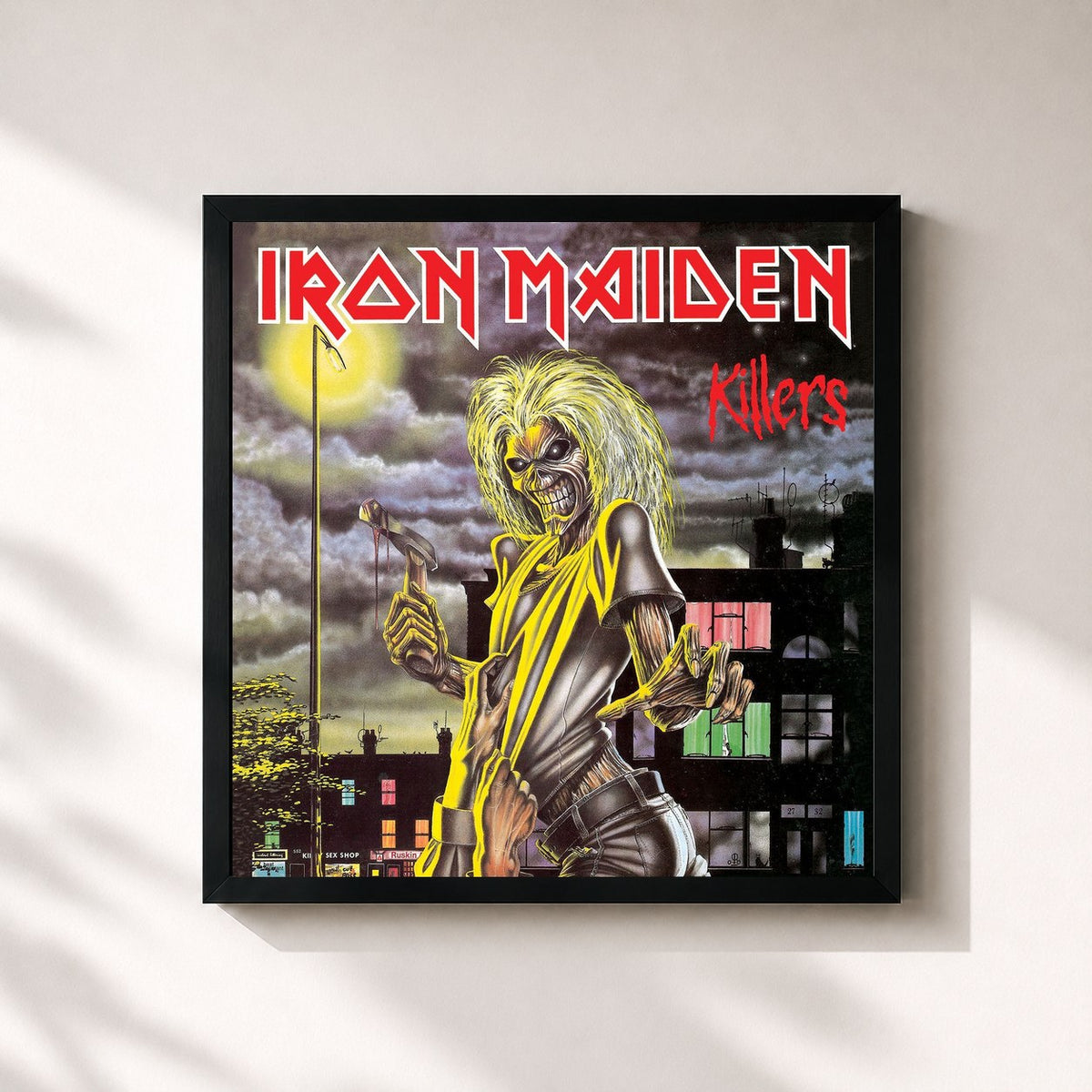 #noir Tableau carré de l'album Killers (2015 Remaster) de Iron Maiden, cadre noir 32x32 cm