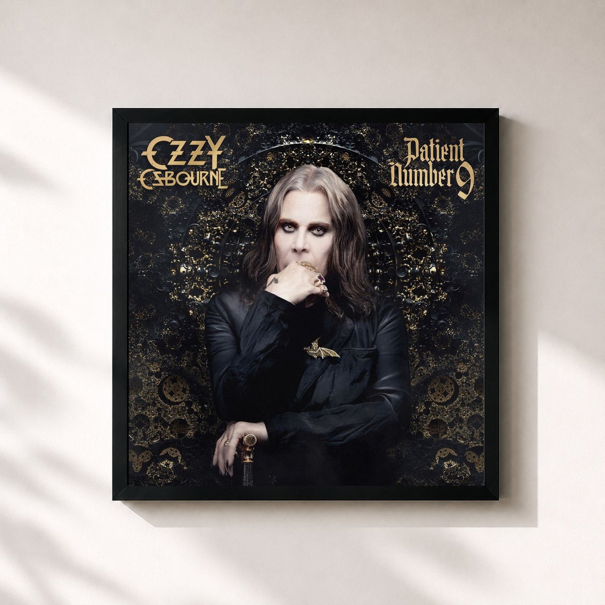 #noir Patient Number 9 di Ozzy Osbourne in stampa quadrata incorniciata, cornice nera 32x32 cm