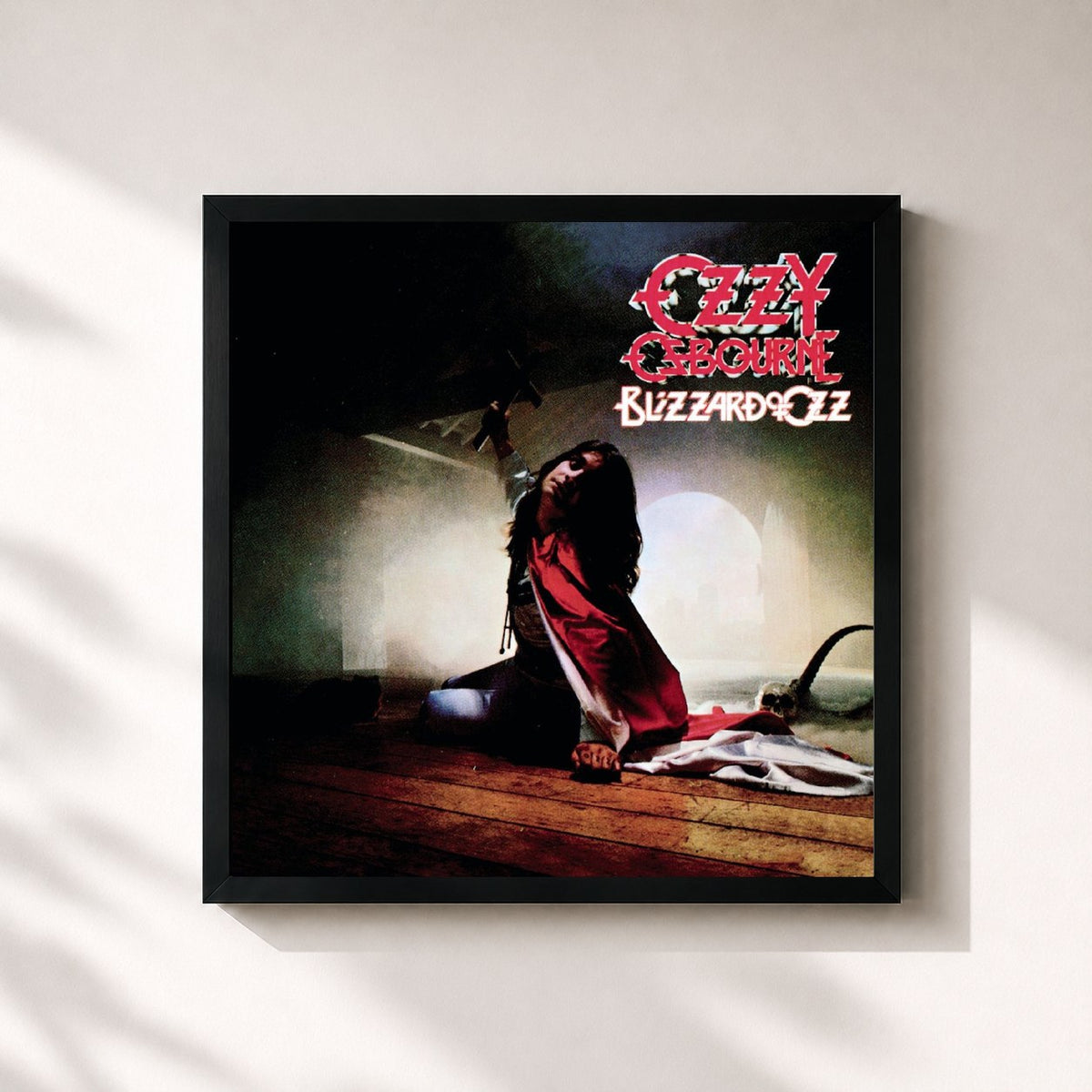 #noir Ozzmosis di Ozzy Osbourne in stampa quadrata incorniciata, cornice nera 32x32 cm