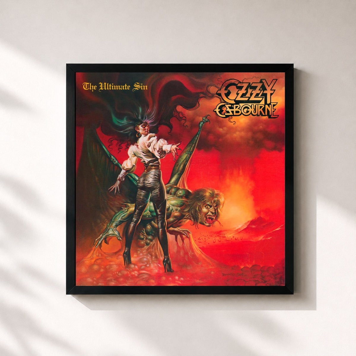 #noir The Ultimate Sin di Ozzy Osbourne in stampa quadrata incorniciata, cornice nera 32x32 cm