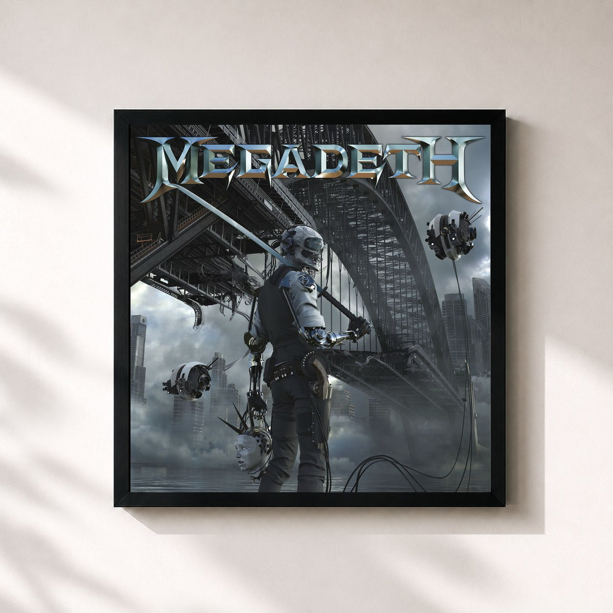 #noir Tableau carré de l'album Dystopia de Megadeth, cadre noir 32x32 cm