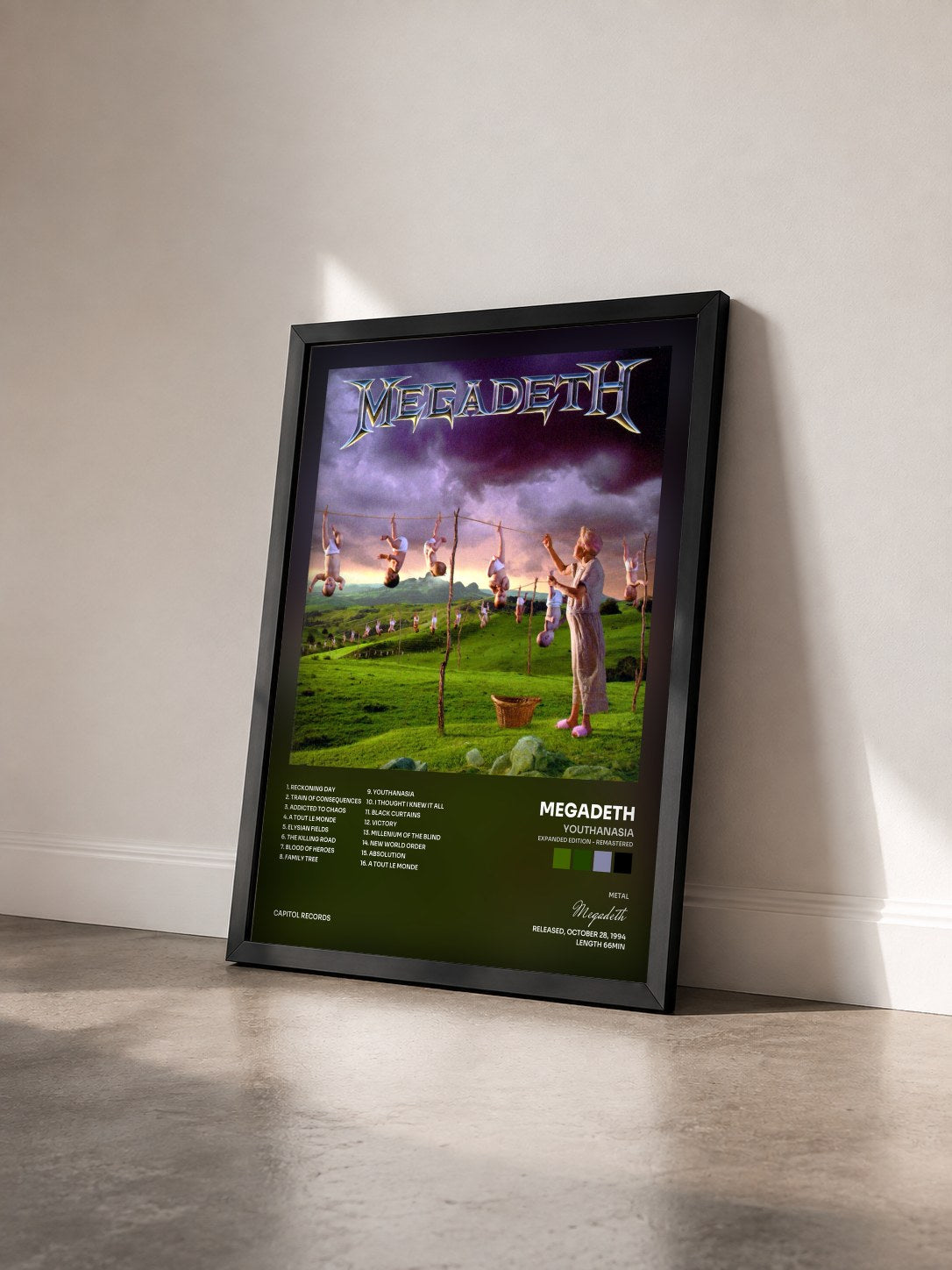 #noir Tableau de l'album Youthanasia (Expanded Edition - Remastered) de Megadeth vu de trois quarts, cadre noir