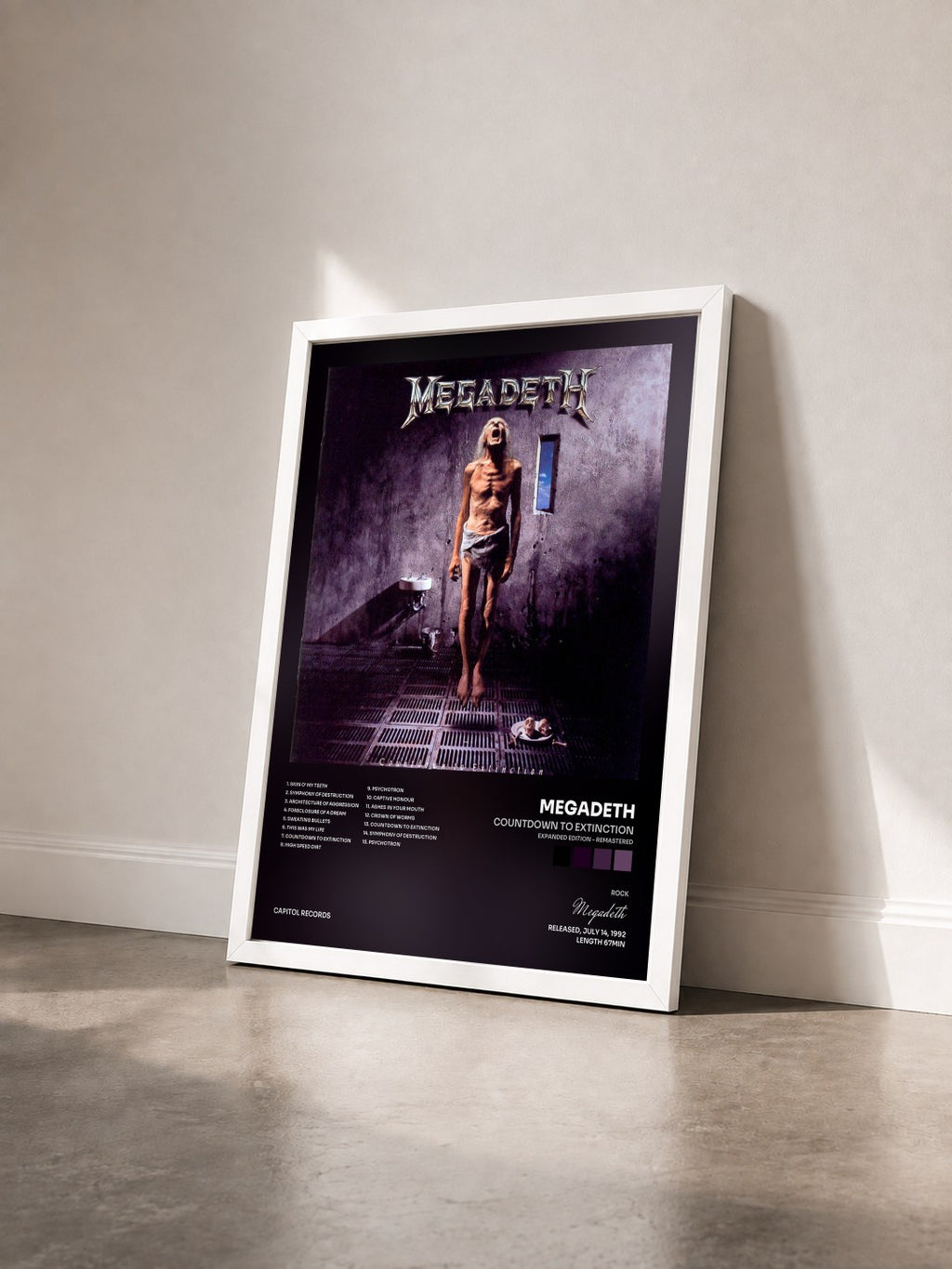 #blanc Tableau de l'album Countdown To Extinction (Expanded Edition - Remastered) de Megadeth vu de trois quarts, cadre blanc