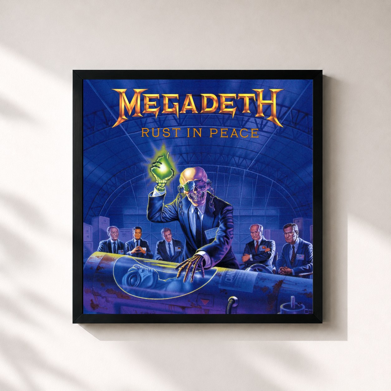 #noir Rust In Peace by Megadeth as a square framed art print, black 32x32 cm frame