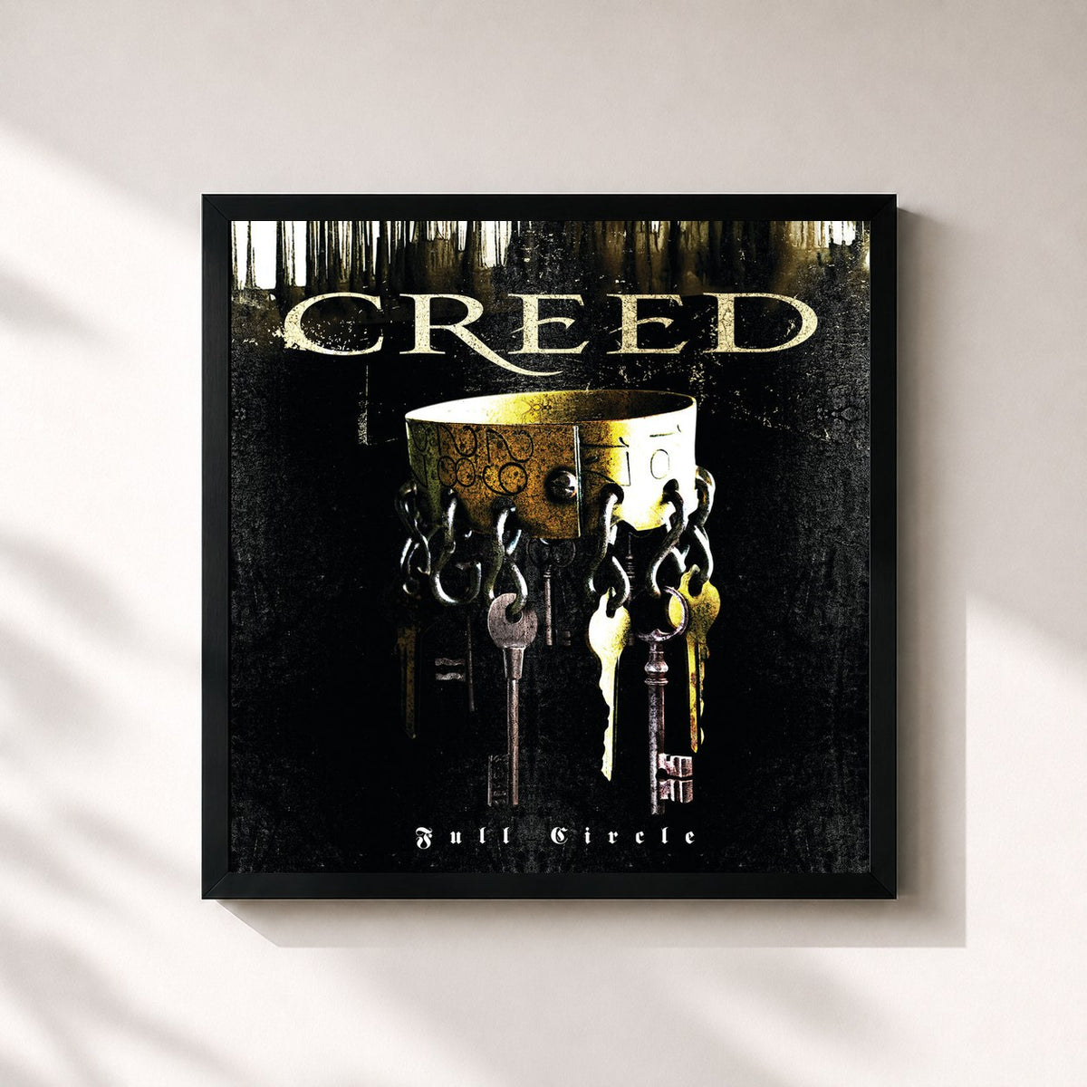 #noir Tableau carré de l'album Full Circle de Creed, cadre noir 32x32 cm