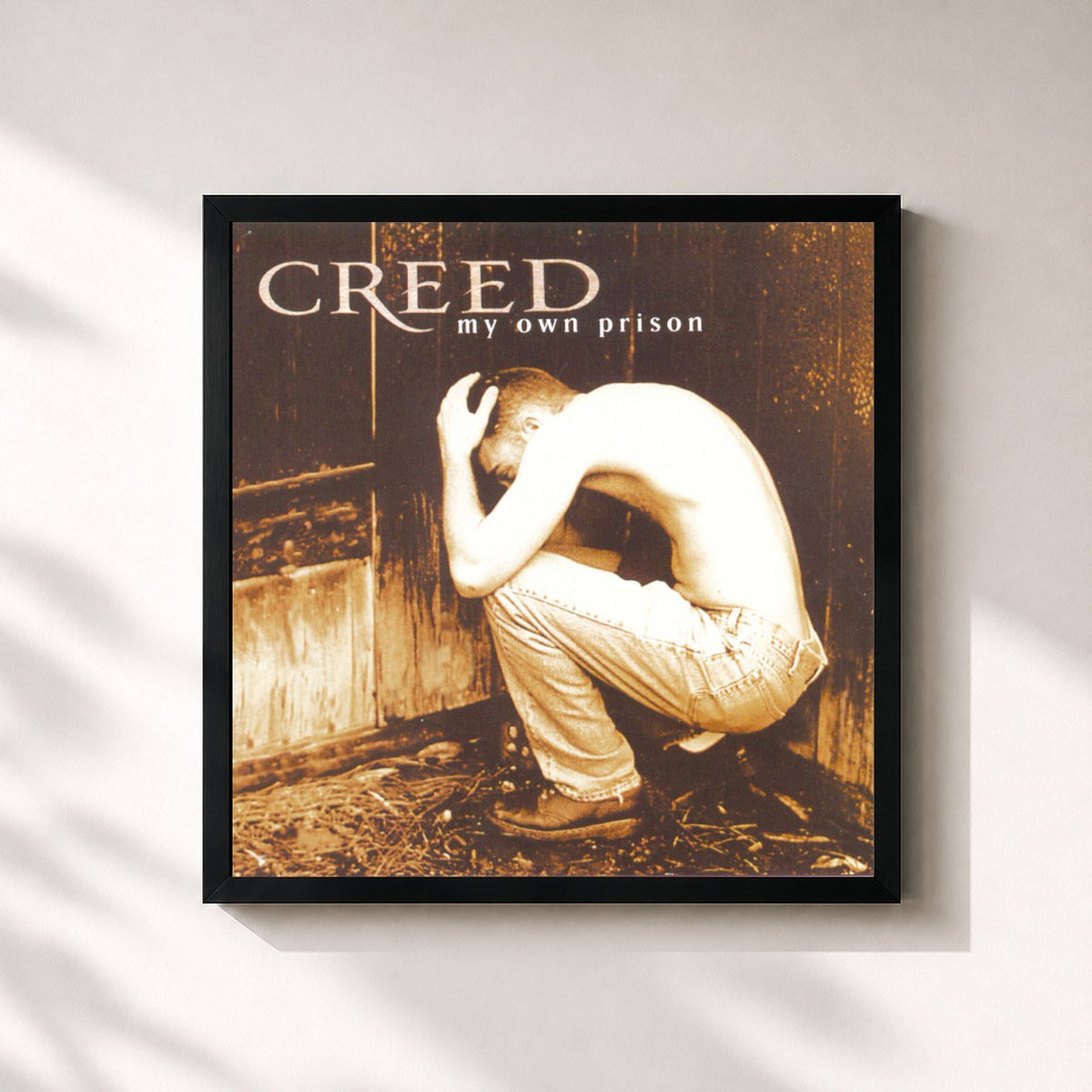 #noir Tableau carré de l'album My Own Prison de Creed, cadre noir 32x32 cm