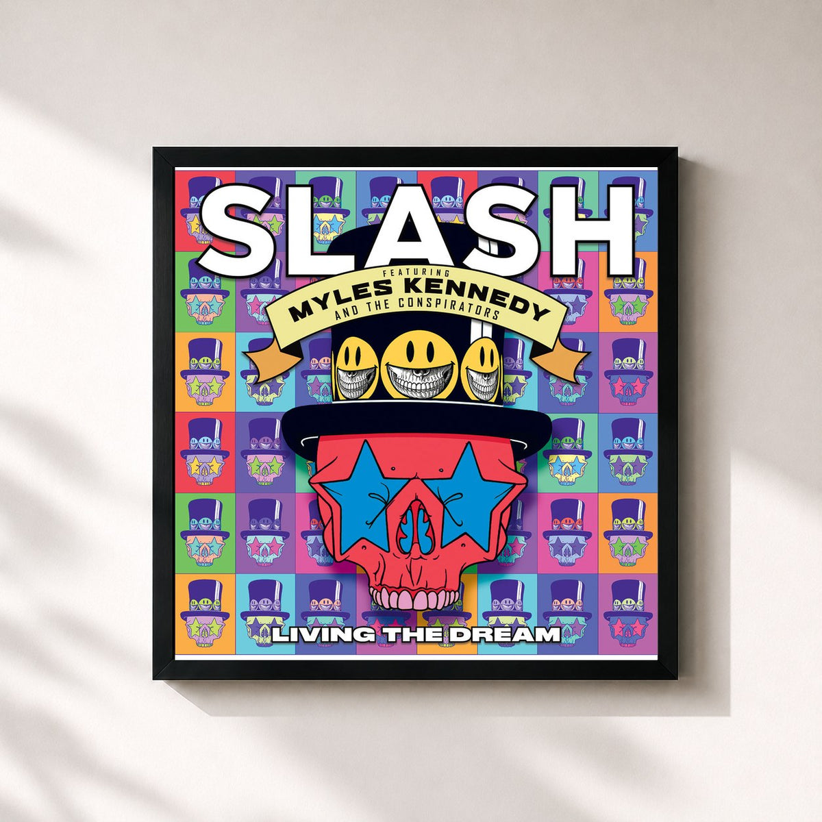 #noir Living the Dream by Slash as a square framed art print, black 32x32 cm frame