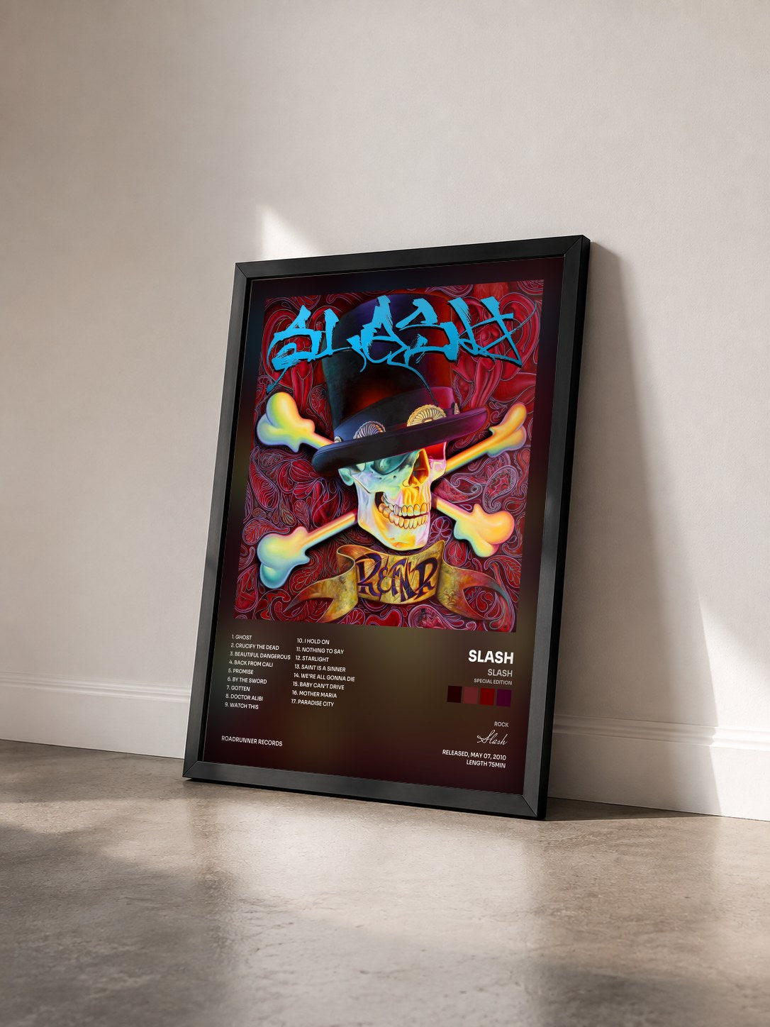 #noir Slash (Special Edition) by Slash as a framed art print seen at an angle, black frame