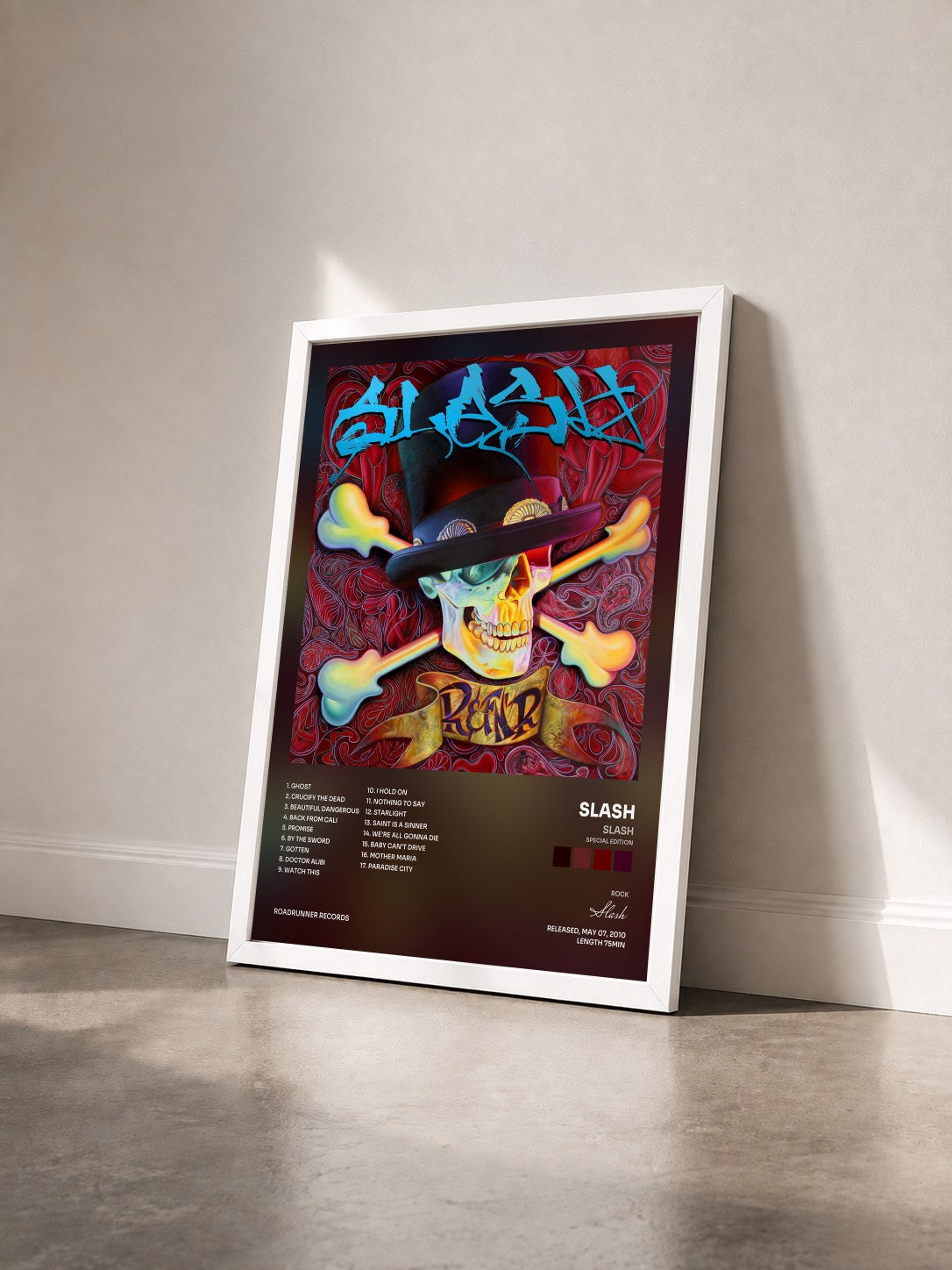 #blanc Slash (Special Edition) by Slash as a framed art print seen at an angle, white frame