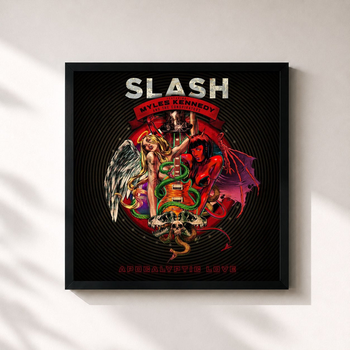 #noir Apocalyptic Love by Slash as a square framed art print, black 32x32 cm frame