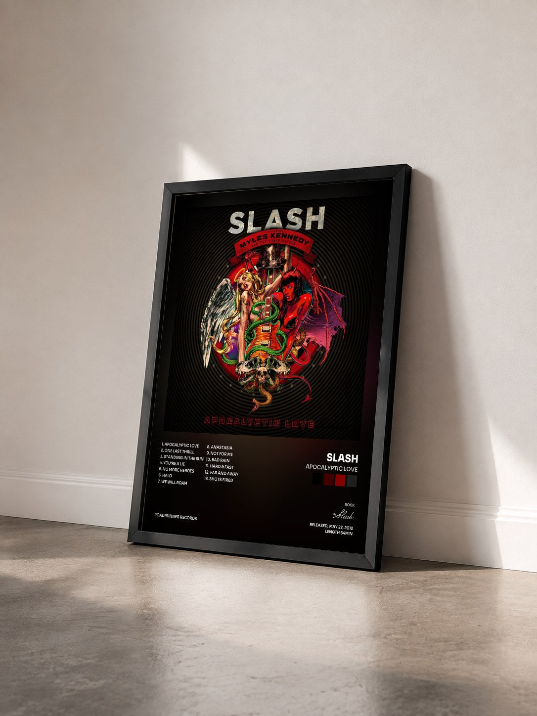 #noir Apocalyptic Love by Slash as a framed art print seen at an angle, black frame