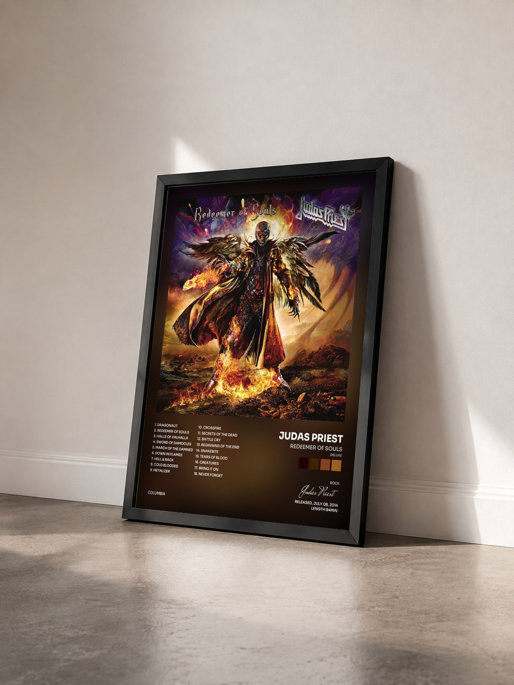 #noir Tableau de l'album Redeemer of Souls (Deluxe) de Judas Priest vu de trois quarts, cadre noir