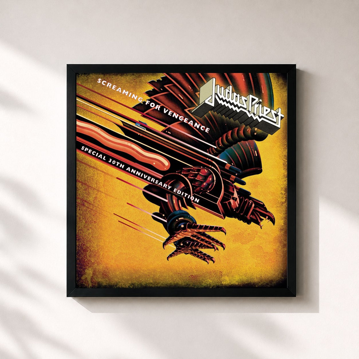 #noir Tableau carré de l'album Screaming For Vengeance (Expanded Edition) de Judas Priest, cadre noir 32x32 cm