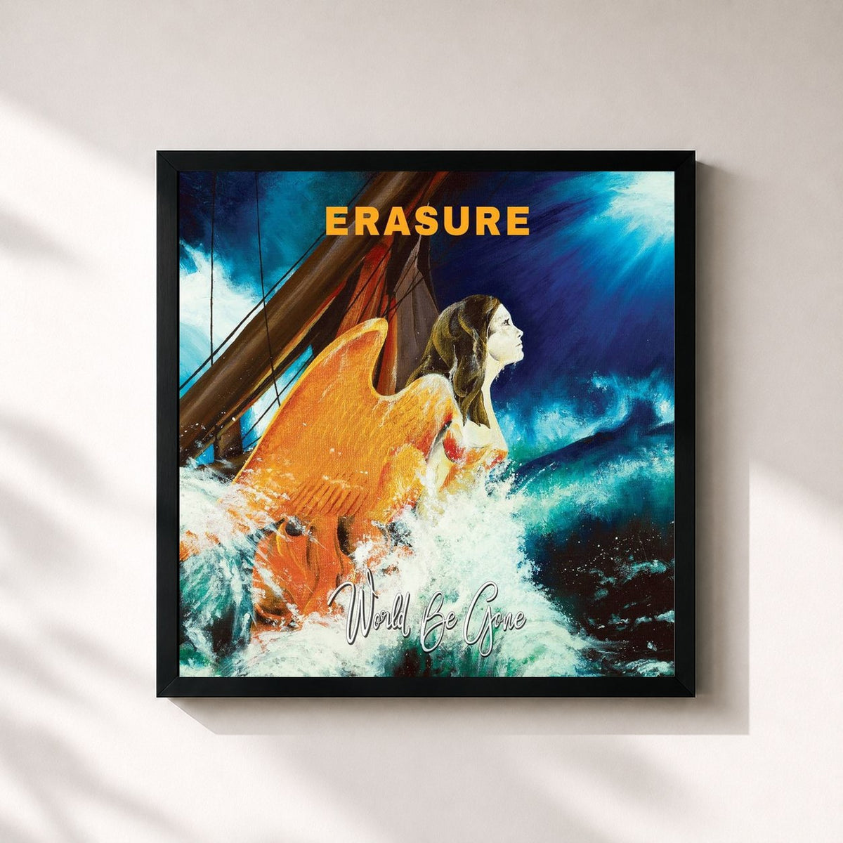 #noir World Be Gone di Erasure in stampa quadrata incorniciata, cornice nera 32x32 cm