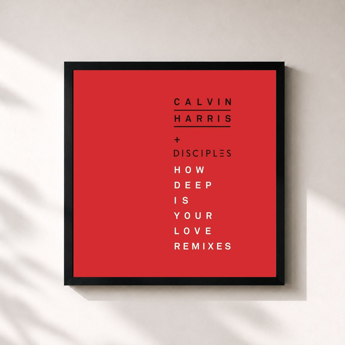#noir Tableau carré de l'album How Deep Is Your Love (Remixes) de Calvin Harris, cadre noir 32x32 cm