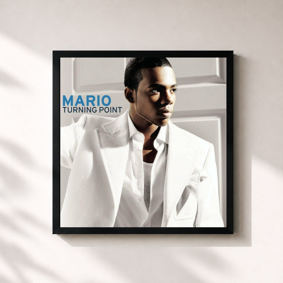 #noir Tableau carré de l'album Turning Point de Mario, cadre noir 32x32 cm