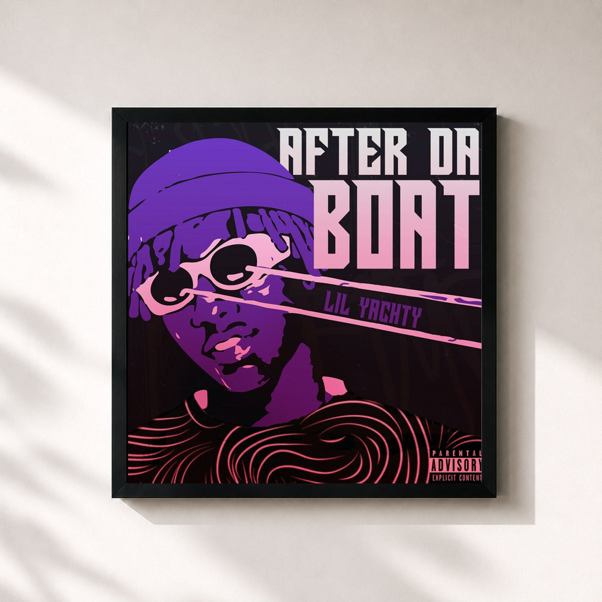 #noir Tableau carré de l'album After Da Boat de Lil Yachty, cadre noir 32x32 cm