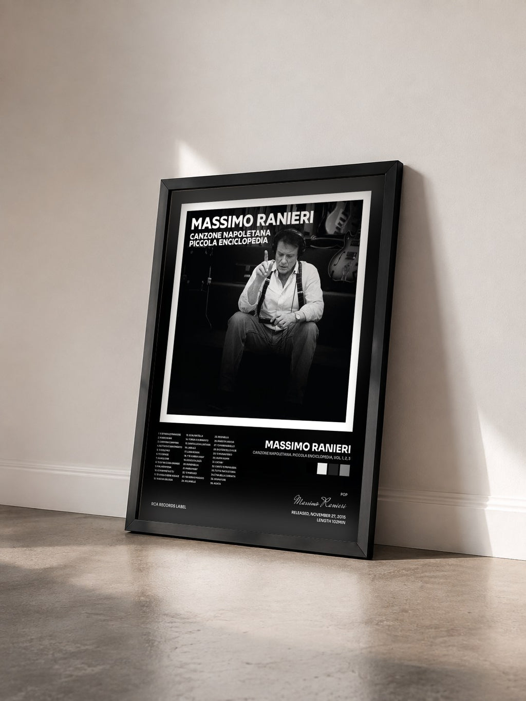 #noir Tableau de l'album Canzone napoletana. Piccola Enciclopedia, Vol. 1, 2, 3 de Massimo Ranieri vu de trois quarts, cadre noir