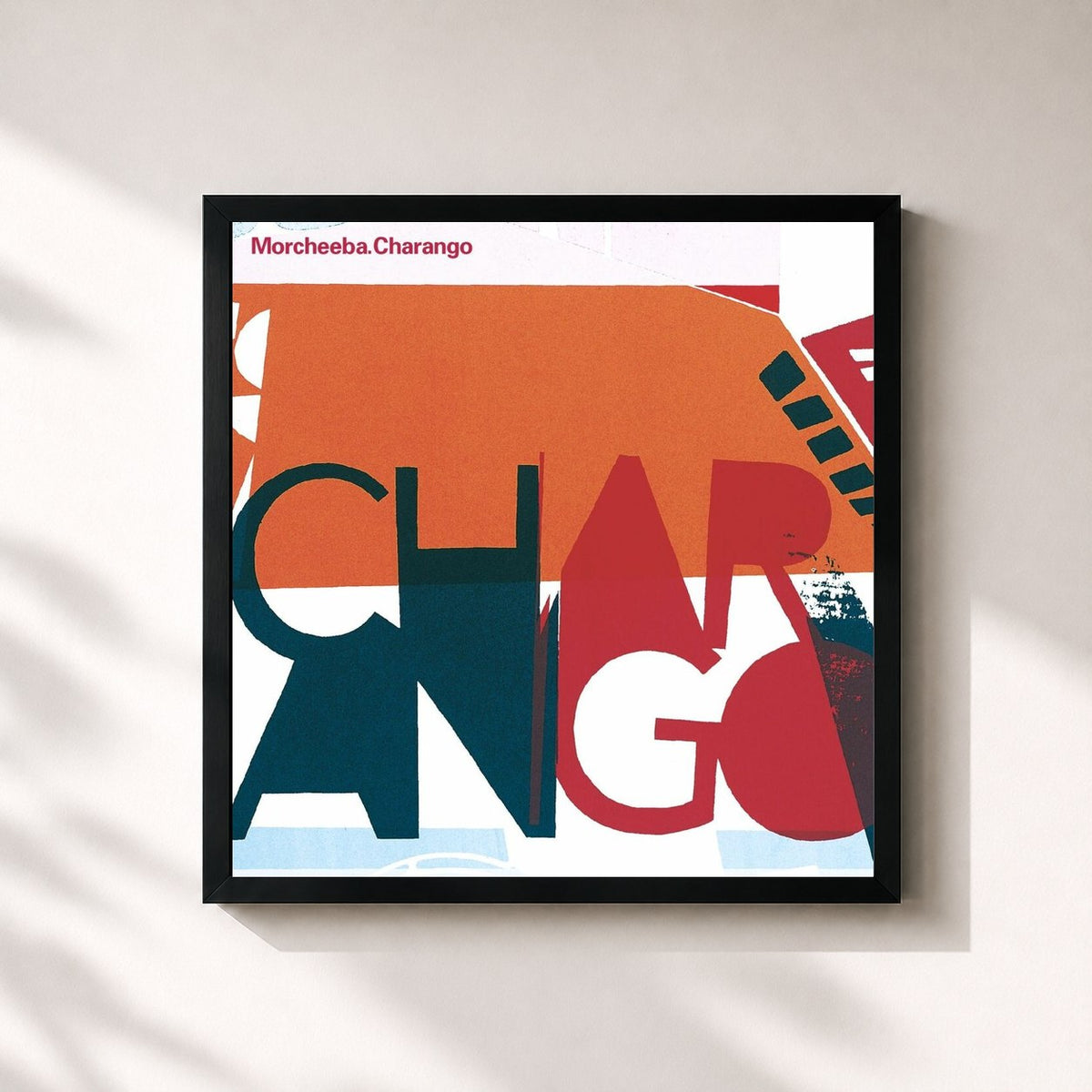 #noir Tableau carré de l'album Charango de Morcheeba, cadre noir 32x32 cm