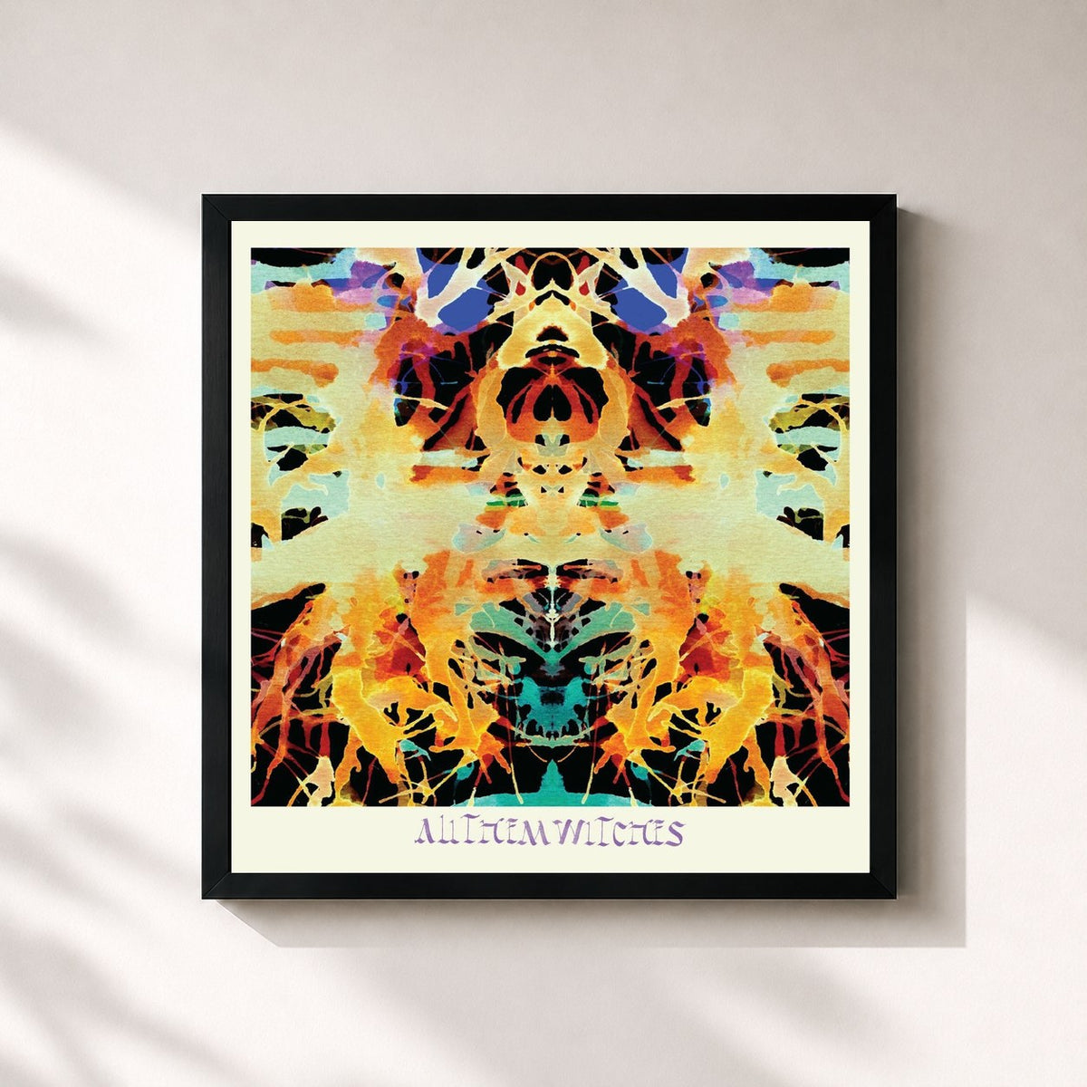 #noir Tableau carré de l'album Sleeping Through the War de All Them Witches, cadre noir 32x32 cm
