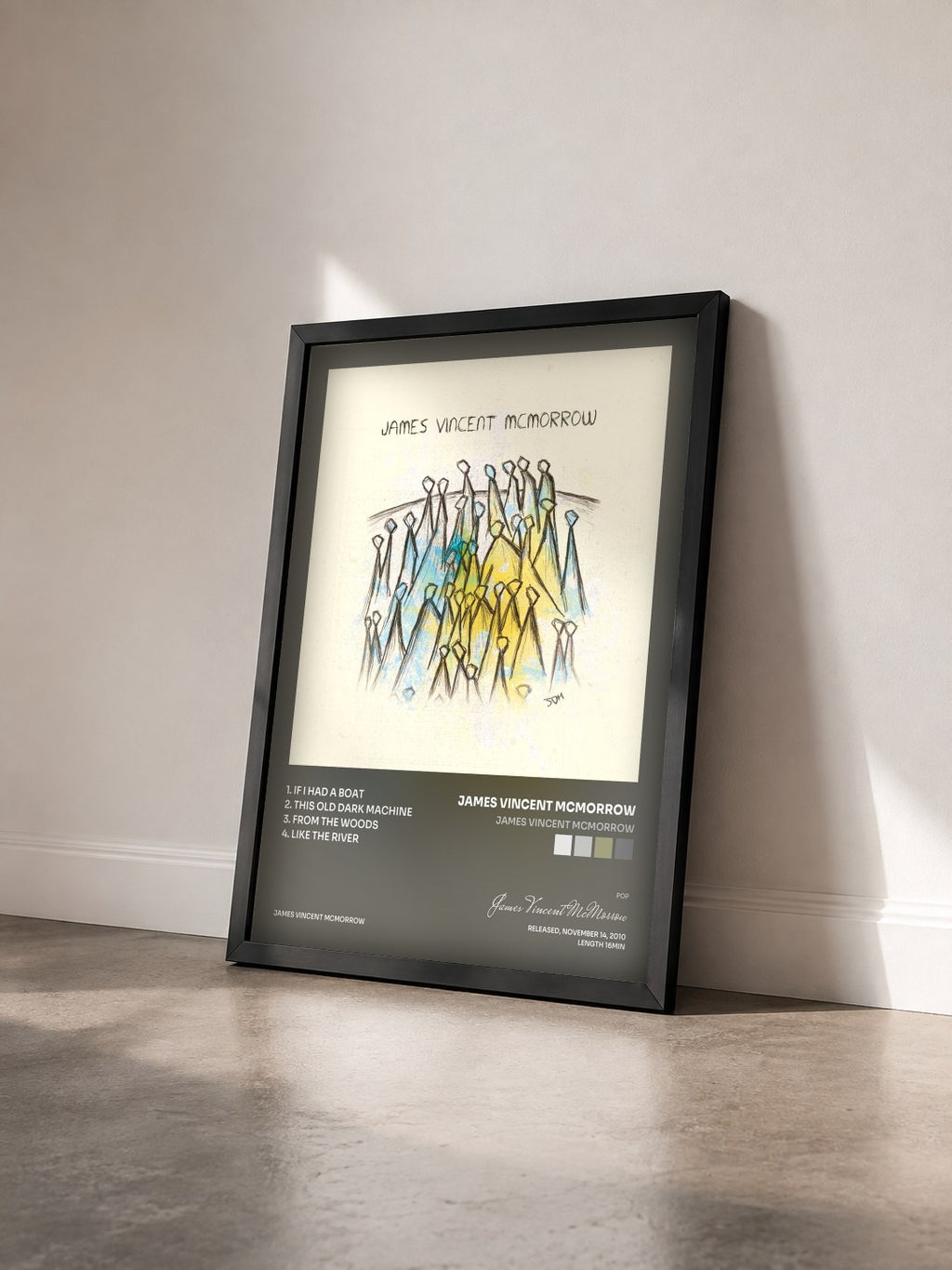 #noir Tableau de l'album James Vincent McMorrow de James Vincent McMorrow vu de trois quarts, cadre noir