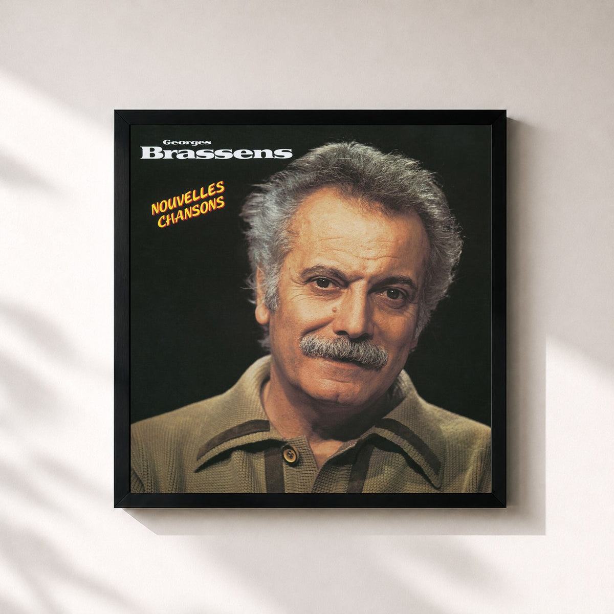 #noir Tableau carré de l'album Georges Brassens nouvelles chansons N°14 de Georges Brassens, cadre noir 32x32 cm