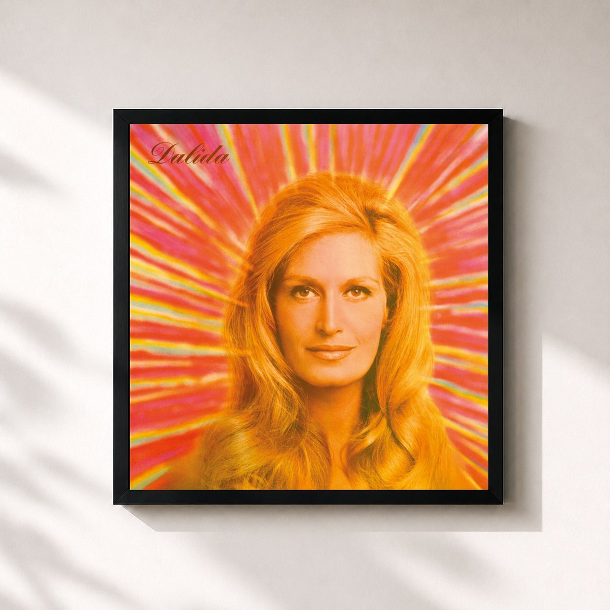 #noir Gigi l'amoroso di Dalida in stampa quadrata incorniciata, cornice nera 32x32 cm