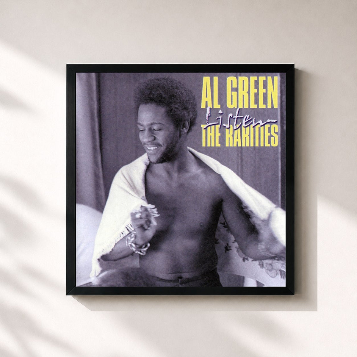#noir Tableau carré de l'album Listen: The Rarities de Al Green, cadre noir 32x32 cm