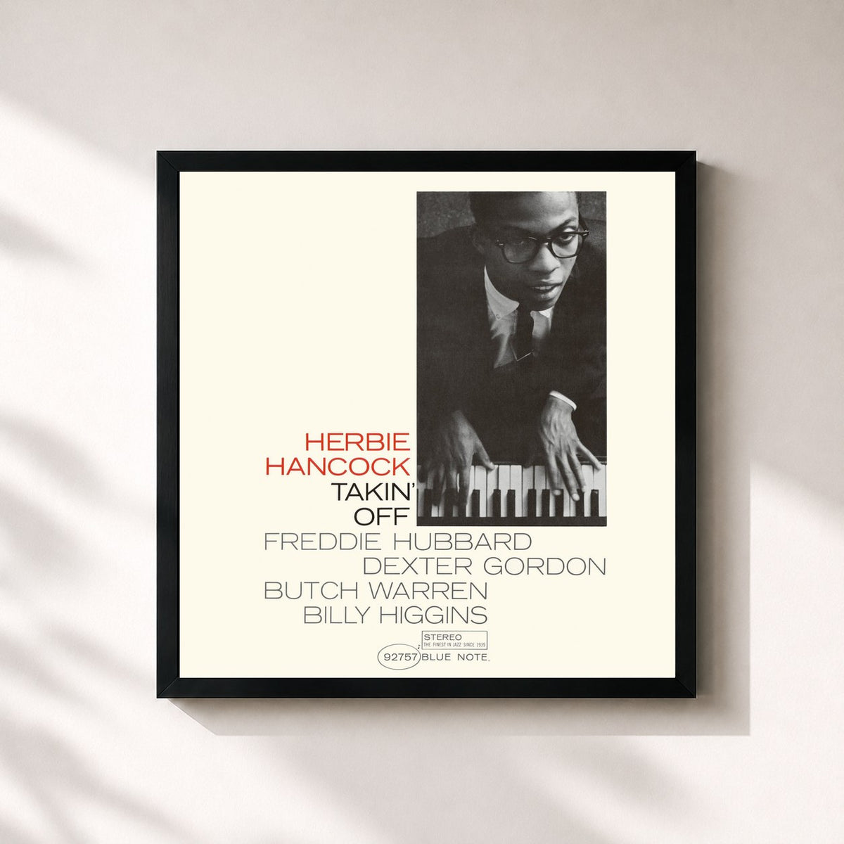 #noir Tableau carré de l'album Takin' Off (Expanded Edition) de Herbie Hancock, cadre noir 32x32 cm