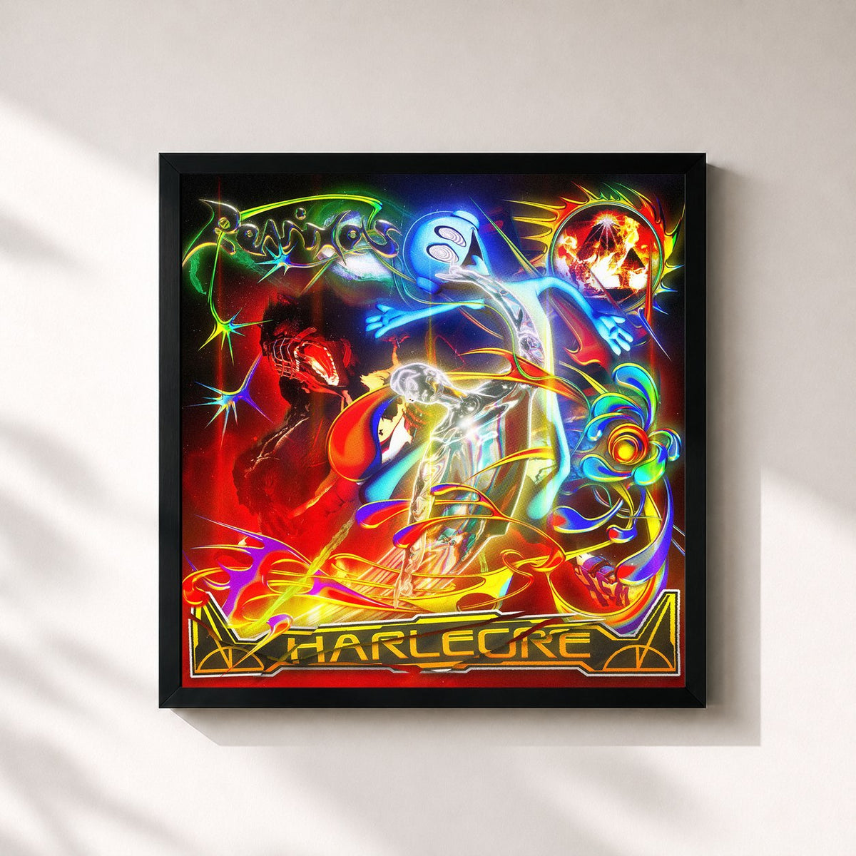 #noir Harlecore (Remixes) di Danny L Harle in stampa quadrata incorniciata, cornice nera 32x32 cm