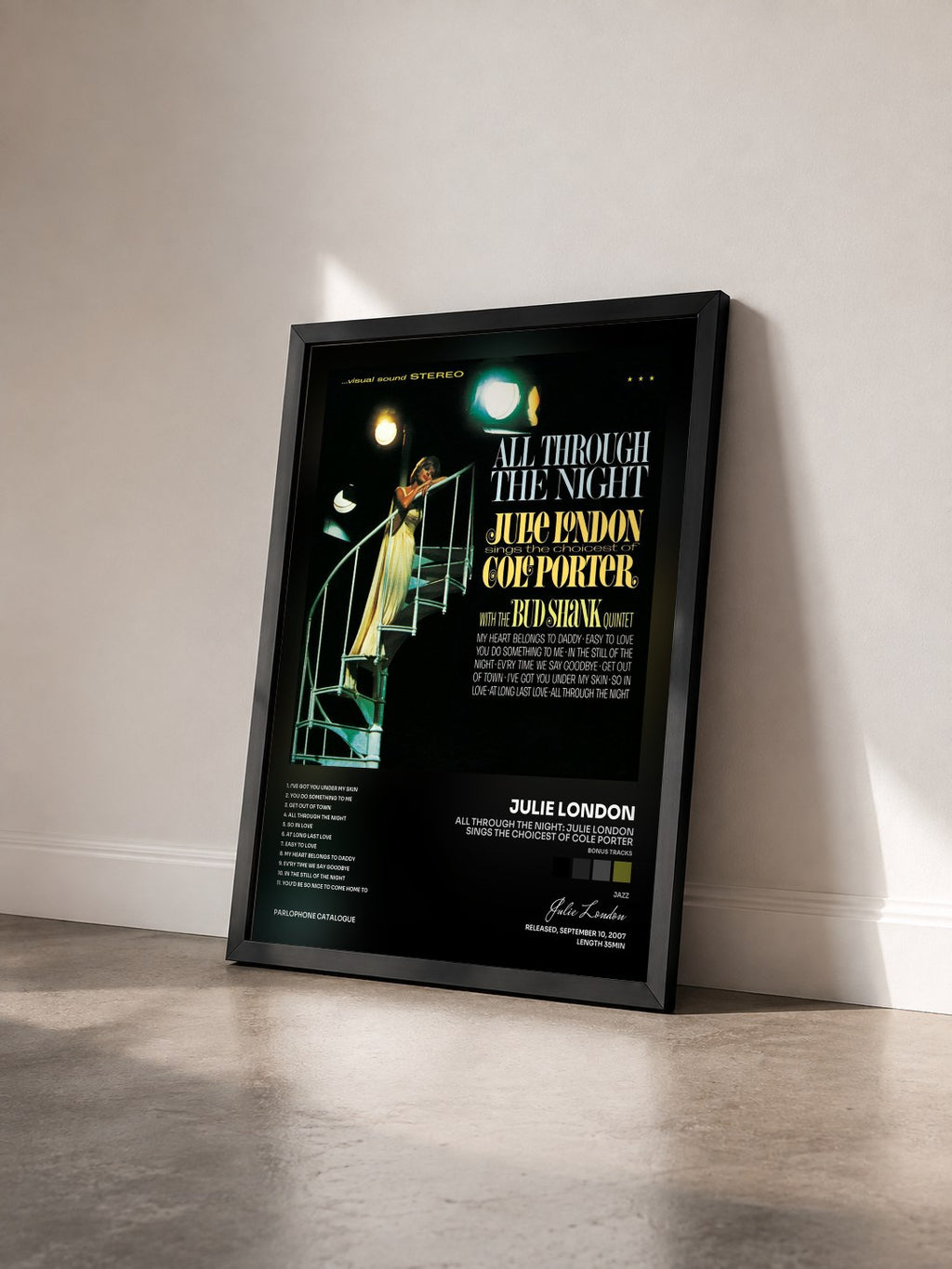 #noir Tableau de l'album All Through The Night: Julie London Sings The Choicest Of Cole Porter (Bonus Tracks) de Julie London vu de trois quarts, cadre noir