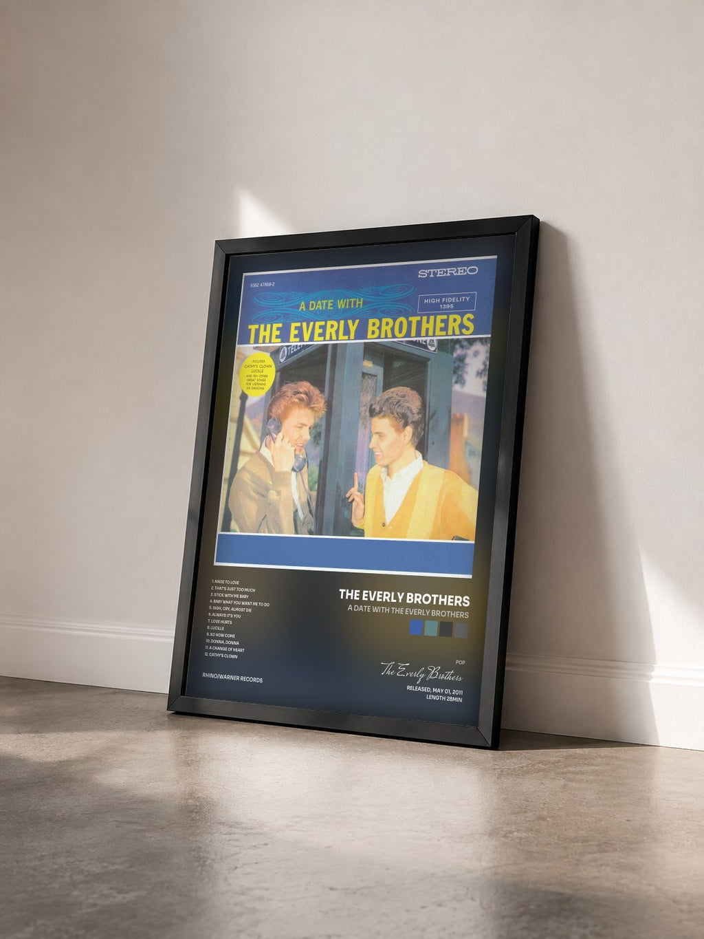 #noir A Date with The Everly Brothers di The Everly Brothers in stampa incorniciata vista di tre quarti, cornice nera