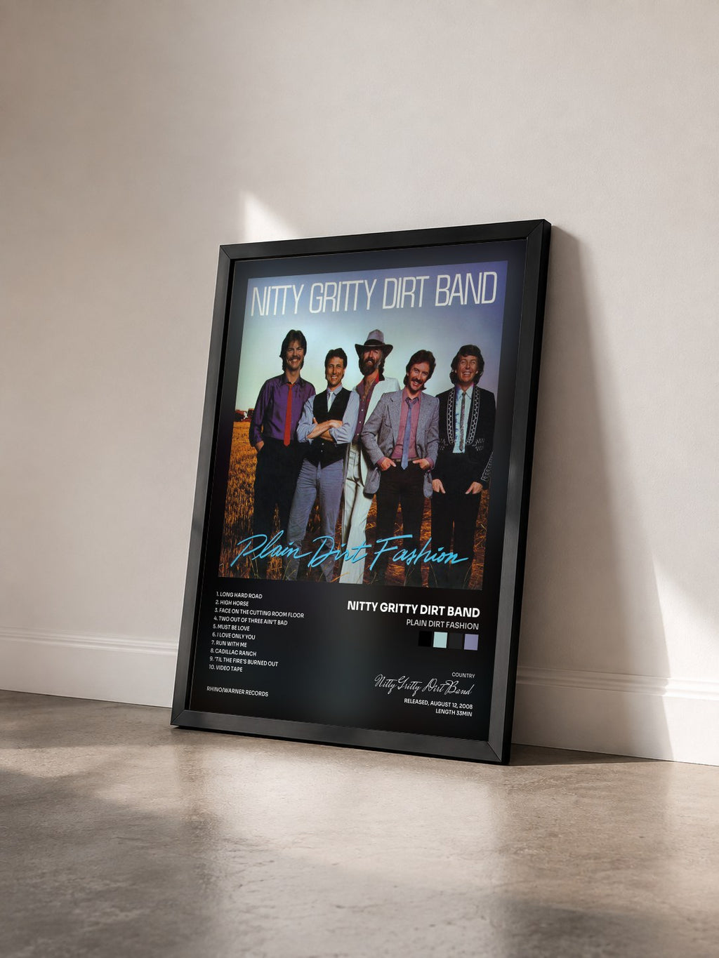 #noir Plain Dirt Fashion di Nitty Gritty Dirt Band in stampa incorniciata vista di tre quarti, cornice nera