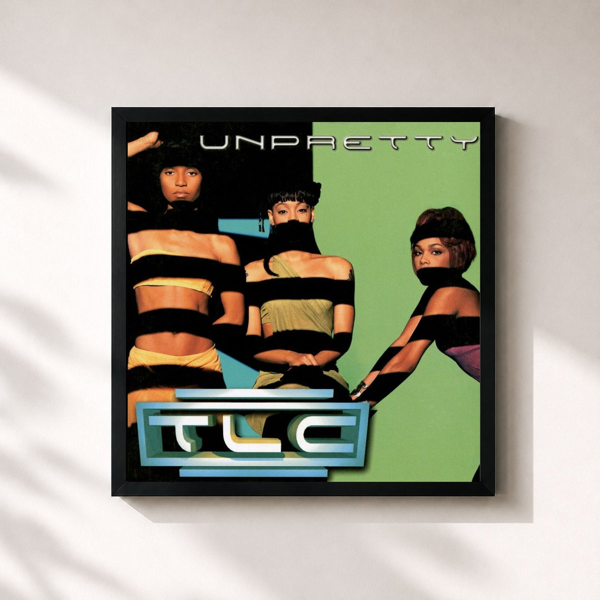 #noir Tableau carré de l'album Unpretty de TLC, cadre noir 32x32 cm